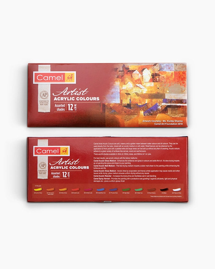 Camlin/Camel Artist Acrylic Colours
Assorted pack of 12 shades in 20 ml