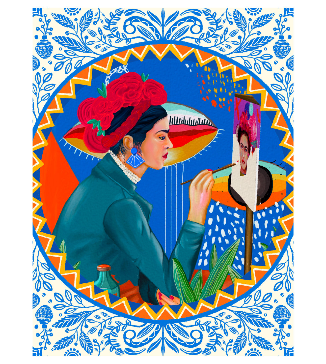 Abstract Frida Kahlo Painting Frida Art Print: Modern Home Decor