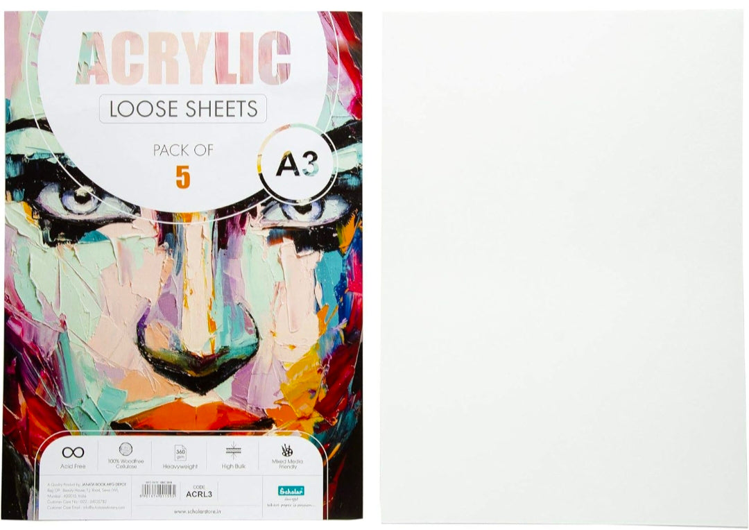 Scholar Acrylic Loose Sheets (360 gsm Special Acrylic Paper Paper) (A3)