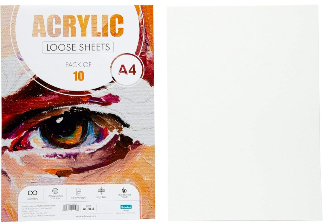 Scholar Acrylic Loose Sheets (360 gsm Special Acrylic Paper Paper) (A4)