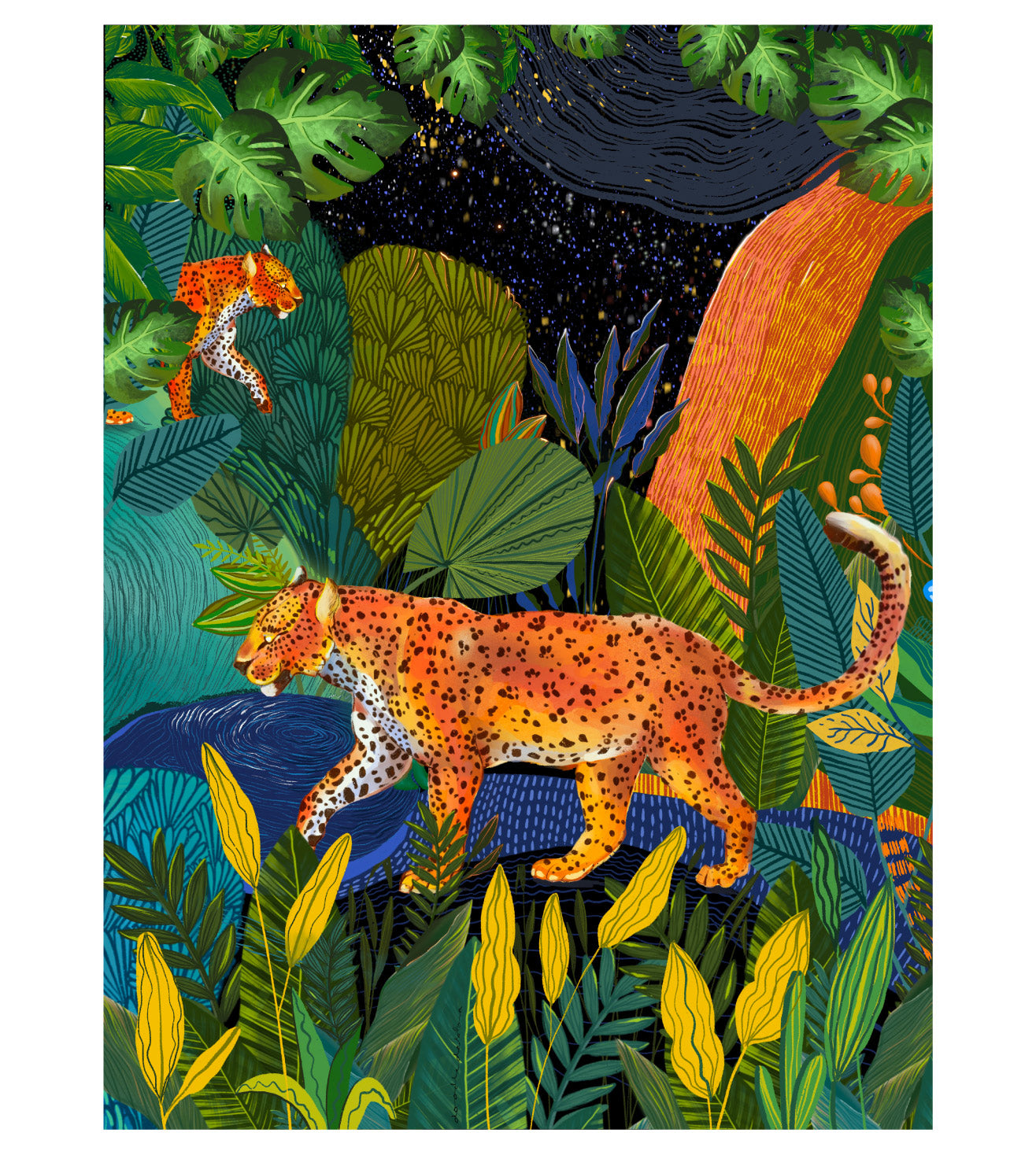 Sight of Leopard Wall Art Print | Majestic Wildlife Illustration | Jungle-Inspired Animal Artwork