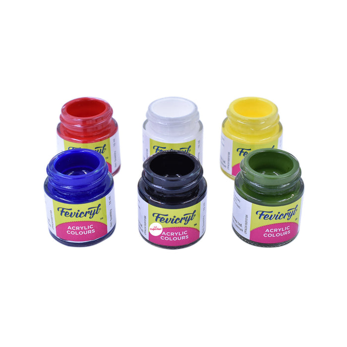Fevicryl Acrylic Color Paints (10ML Each Color, Pack of 6 Colors)