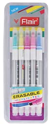 Flair Erassable Chisel Point Highlighter, Pack of 5 colours, Multicolor