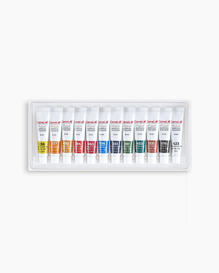 Camlin/Camel Artist Acrylic Colors | Assorted 12 shades | 9 ml Each