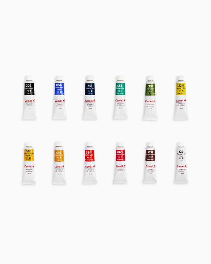 Camel Student Oil Color Box - 9ml Tubes, 12 Shades