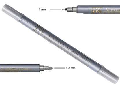 ZIG WRITER Dual tip 0.5 - 1.2MM METALLIC SILVER Marker