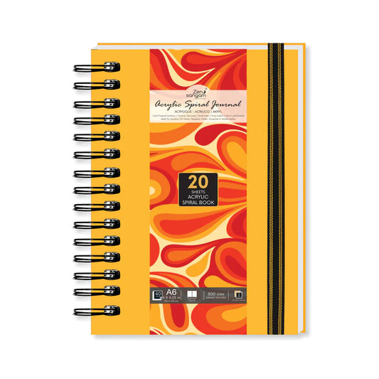 ZEN SANGAM SPIRAL A6 ACRYLIC JOURNAL - 300 GSM- PORTRAIT | ZEN SANGAM | GOLDEN YELLOW