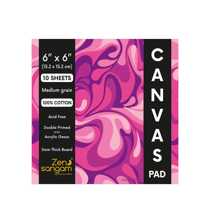 ZEN SANGAM ARTISTS' 6X6 CANVAS PAD - 100% COTTON / PREMIUM CANVAS PAD