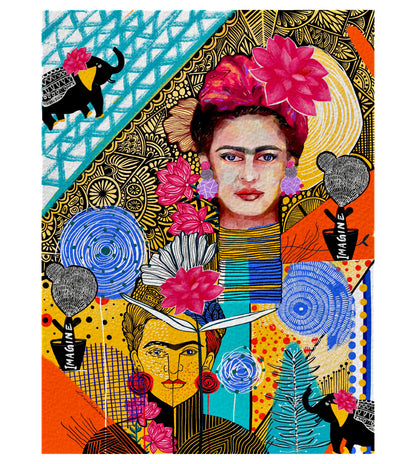 Dual Frida Kahlo Abstract Art Print: Modern Home Decor, Unframed