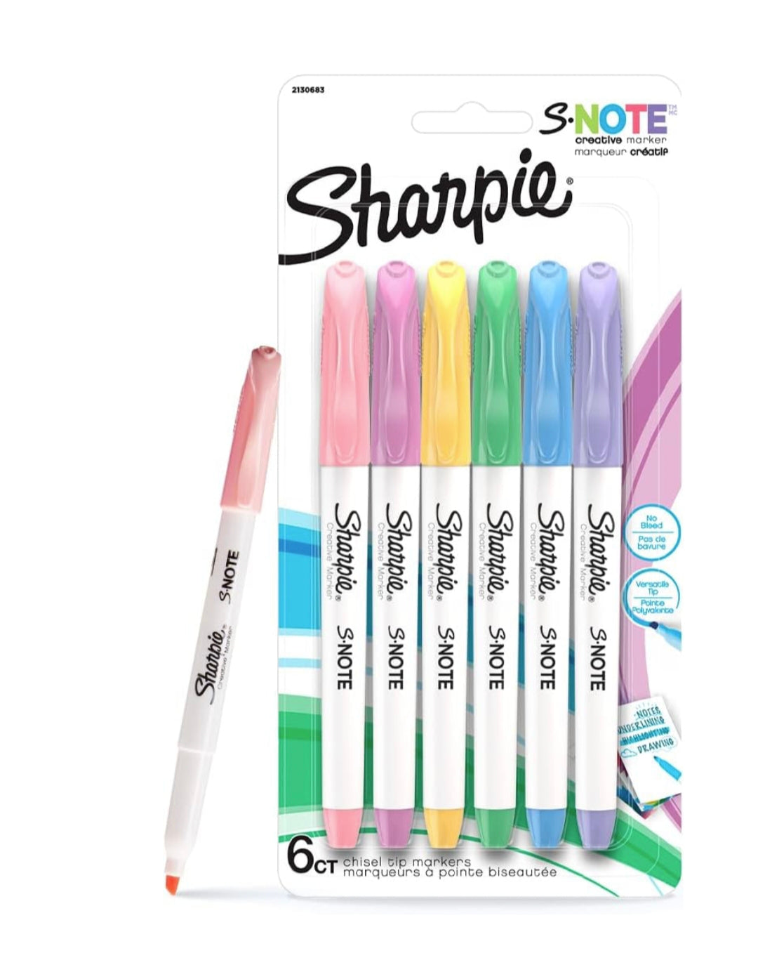 SHARPIE S-Note Assorted Creative Markers | Chisel Tip |Art Supplies for Artists|Stationery Items for School |Pack of 6