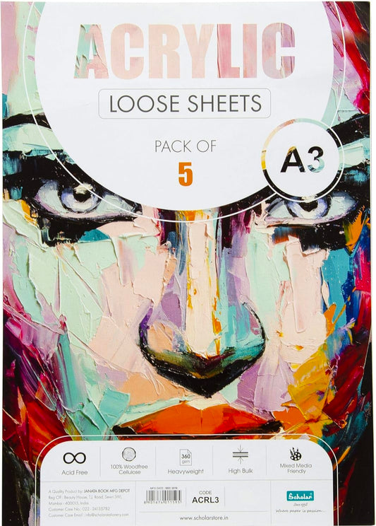 Scholar Acrylic Loose Sheets (360 gsm Special Acrylic Paper Paper) (A3)