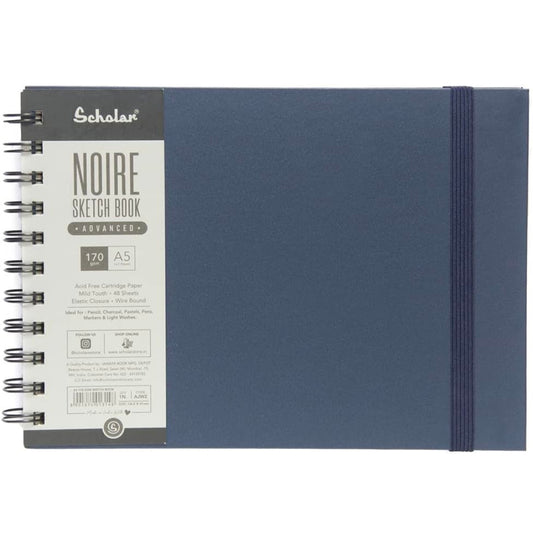 Scholar A5- 170 GSM  Noire Sketchbook - Advanced (Wire Bound, 48 Sheets)