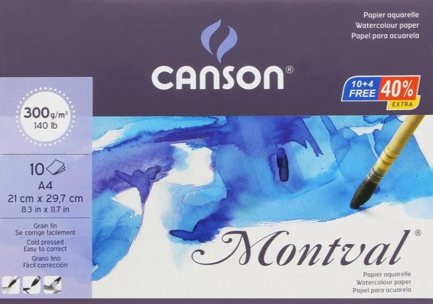 Canson Montval Polypack 300 gsm A4 size -Pack of 10+4 Sheets