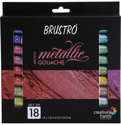 BRUSTRO Artists Metallic Gouache Set of 18 x 12ml