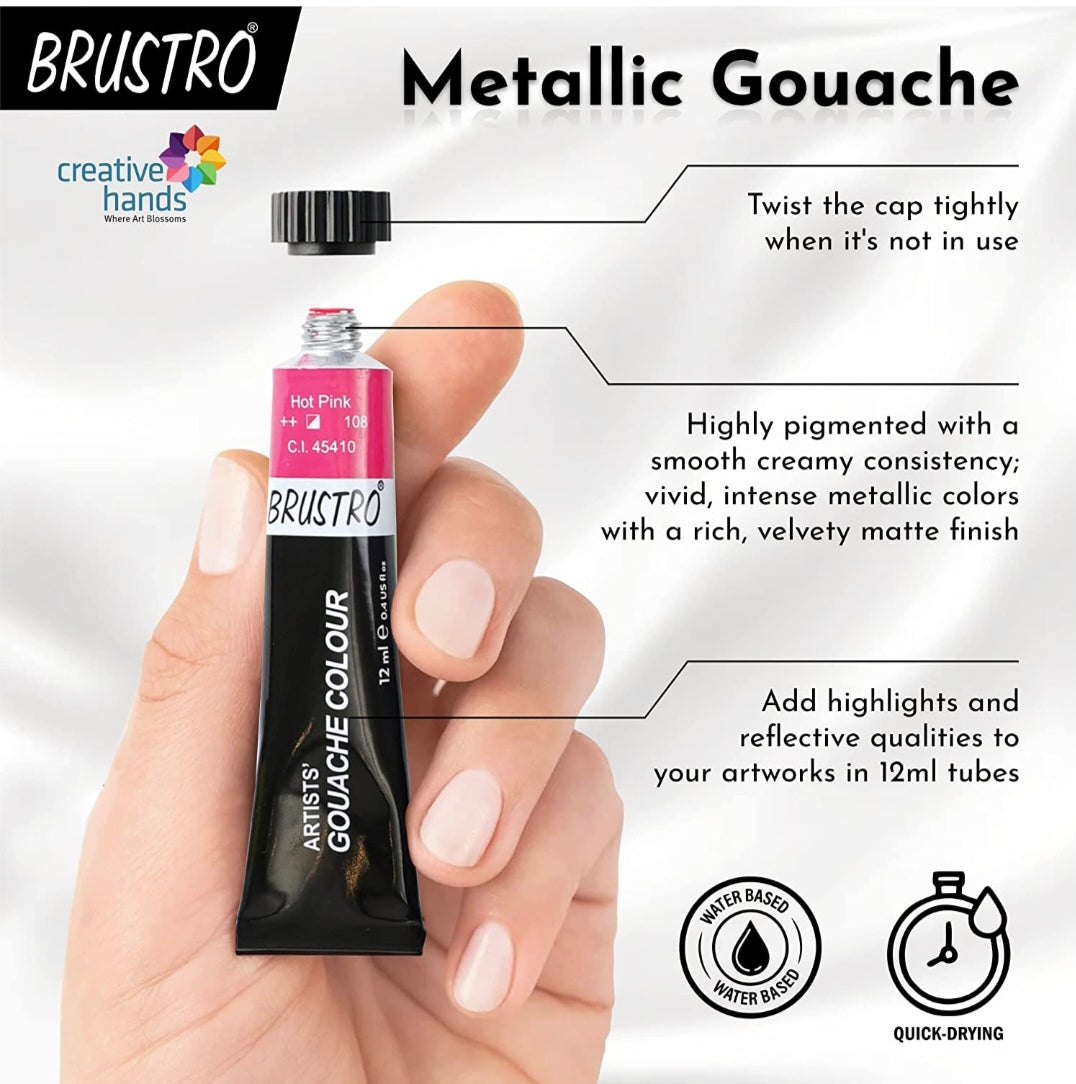 BRUSTRO Artists Metallic Gouache Set of 18 x 12ml