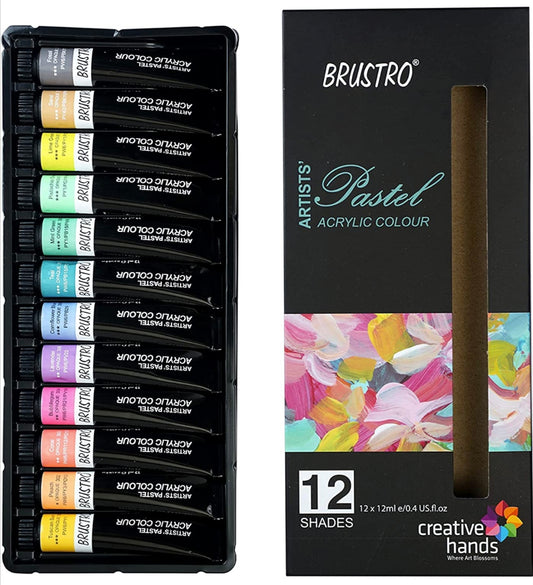 BRUSTRO Artists’ Acrylic Pastel Colour Set of 12 Colours X 12ML Tubes