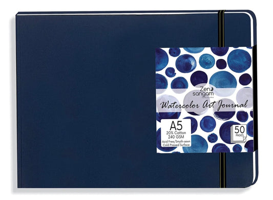 ZEN SANGAM A5 WATERCOLOUR JOURNAL - 245GSM - LANDSCAPE - BLUE COVER