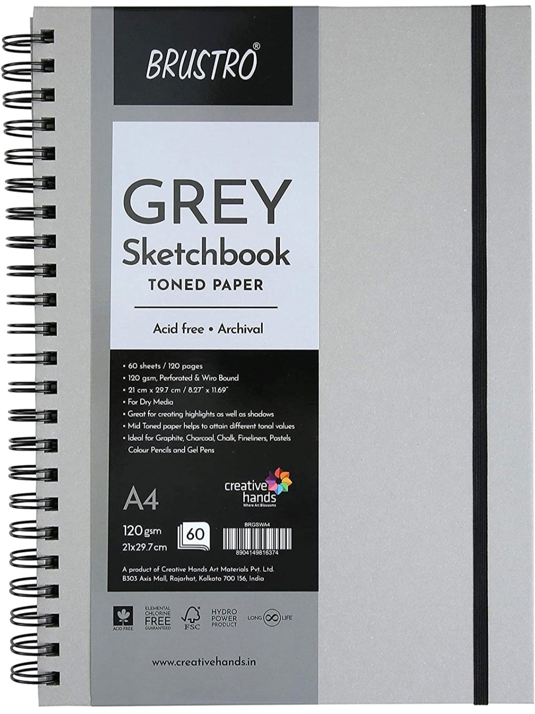 Brustro Black Sketchbook A4, Wiro Bound, 200GSM (40 Sheets)