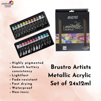 BRUSTRO Artists Metallic Acrylic Set of 24x12ml