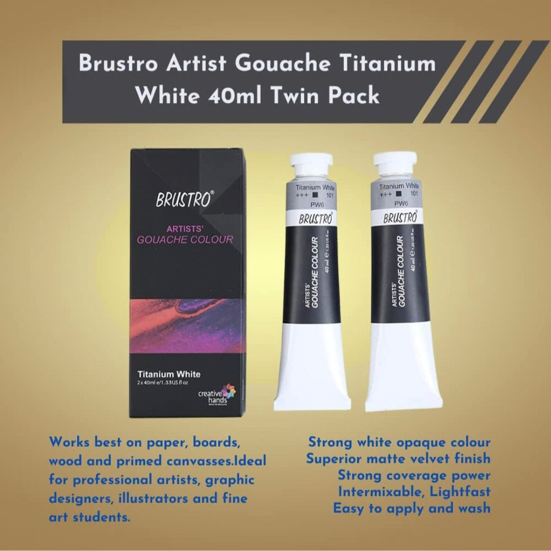 Brustro Artist Gouache Titanium White 40ml Twin Pack
(Pack of 2)