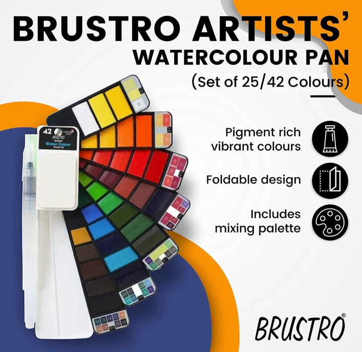 BRUSTRO Artists Watercolour Pan Set of 25