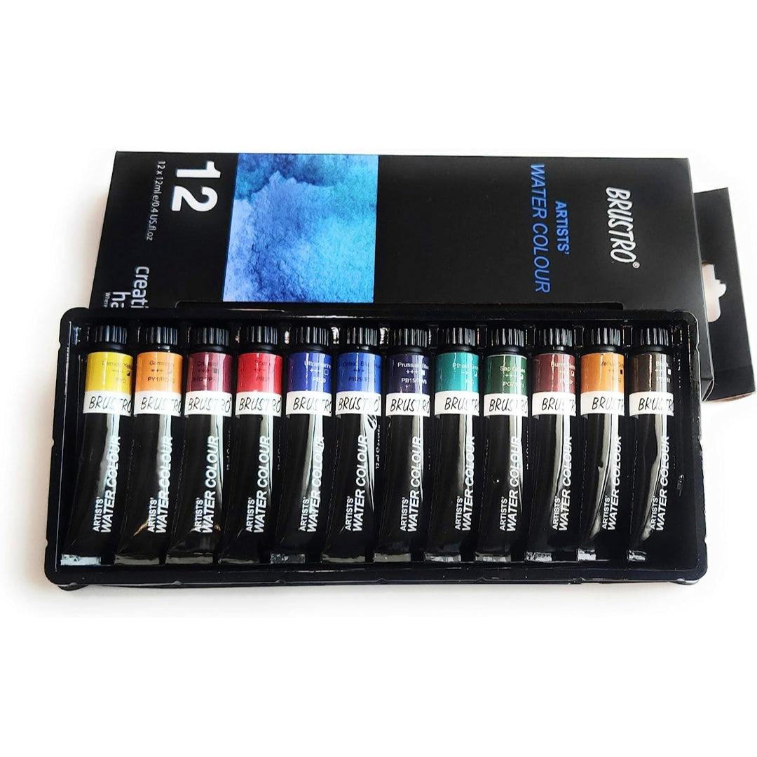 BRUSTRO Artists ’ Watercolour Set of 12 Colours X 12ML Tubes