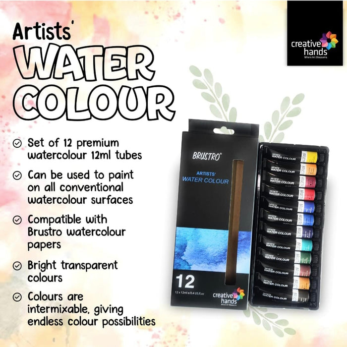 BRUSTRO Artists ’ Watercolour Set of 12 Colours X 12ML Tubes