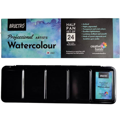 Brustro Professional Artists’ Watercolour 24 half pan set