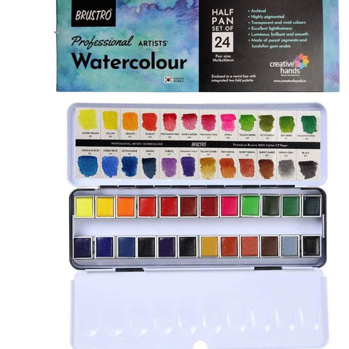 Brustro Professional Artists’ Watercolour 24 half pan set