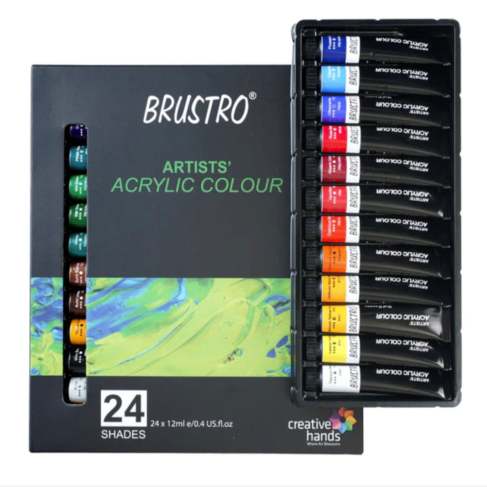 BRUSTRO Acrylic Paint set of 24, Multicolour 12ml tubes