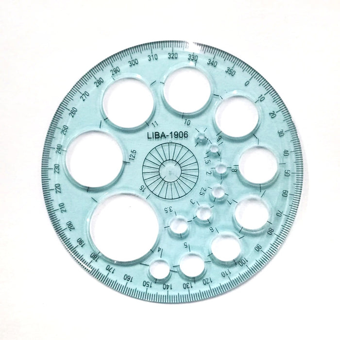 Protractor 360 degree Full Round with Circle Stencil