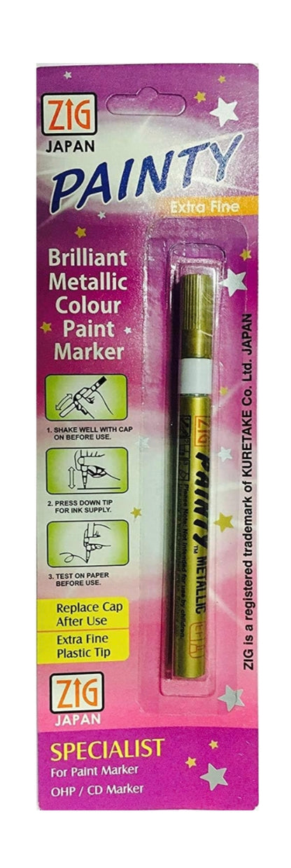 ZIG Painty Marker- Gold & Silver (Metallic Paint Marker)