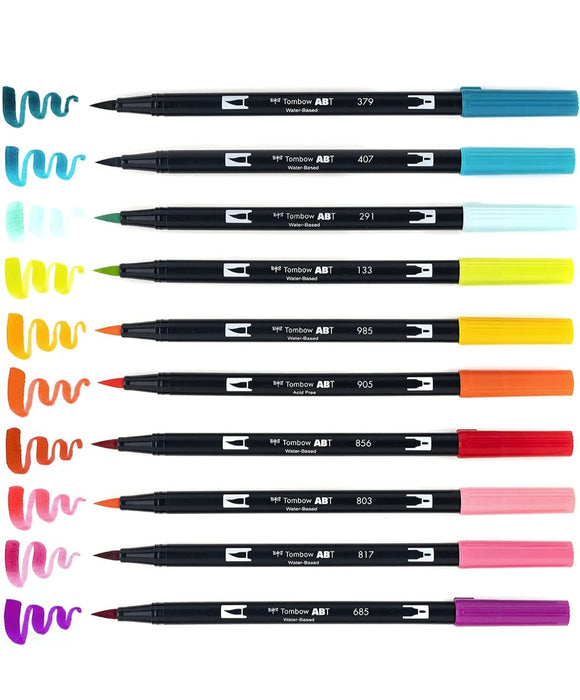 Tombow Dual Brush Pen Art Markers - Tropical Set - 10-Pack. Blendable, Brush and Fine Tip Markers (Multicolor)