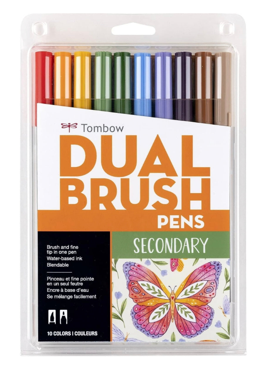 Tombow Dual Brush Pen Set, 10-Pack, Secondary Colors