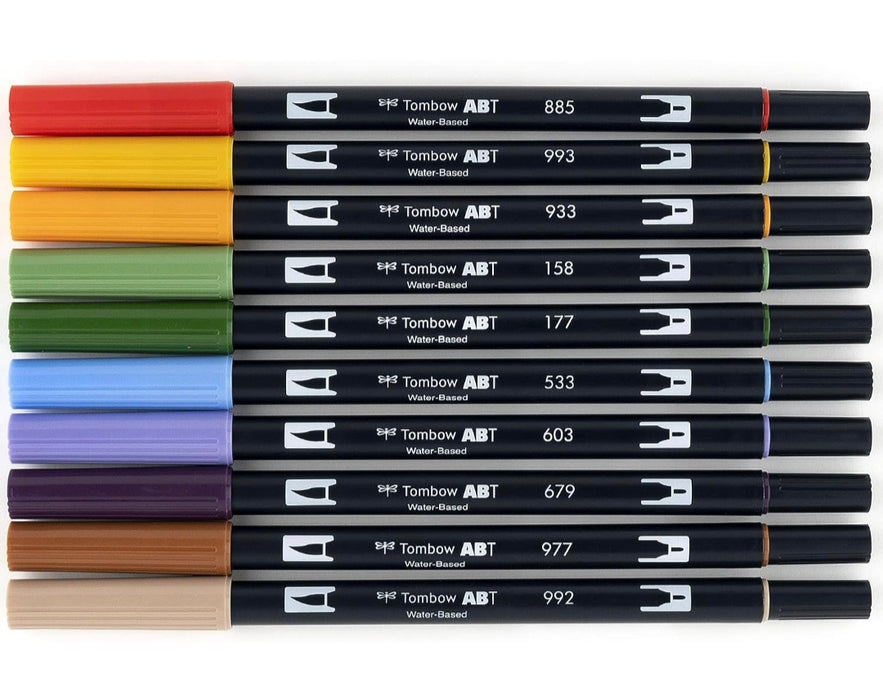 Tombow Dual Brush Pen Set, 10-Pack, Secondary Colors