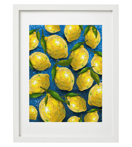 Lemon Bliss Art Print | Lemon Fruit Illustration| Vibrant Fruit Wall Art | Lemon Bold Brushstroke Decor