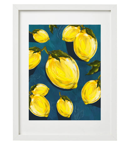 Vibrant Lemon Illustration Art Print | Fresh Lemon Wall Art | Hand-Painted Citrus Illustration| Modern Botanical Fruit Print