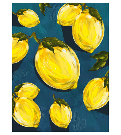 Vibrant Lemon Illustration Art Print | Fresh Lemon Wall Art | Hand-Painted Citrus Illustration| Modern Botanical Fruit Print