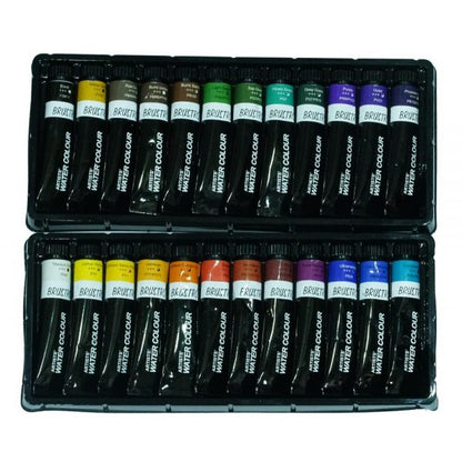 BRUSTRO ARTISTS’ WATERCOLOUR SET OF 24 COLOURS X 12ML TUBES