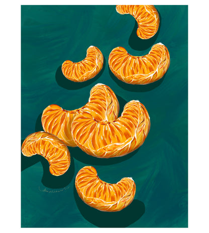 Vibrant Orange Slice Wall Art Print | Citrus Fruit Kitchen Decor | Modern Digital Fruit Painting| Orange Citrus Fruit Illustration