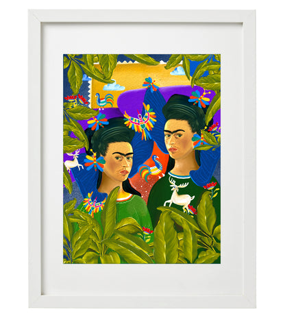 Frida Kahlo Art Print: Abstract Twin Portrait, Modern Home Decor