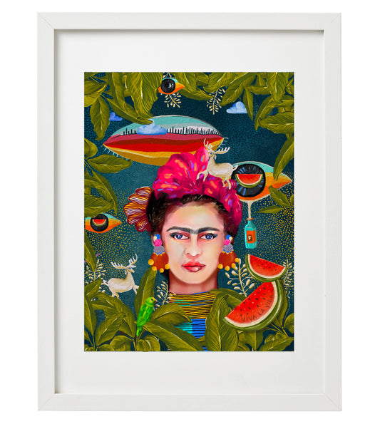 Frida Kahlo Portrait Art Print: Viva La Vida, Colorful Wall Decor