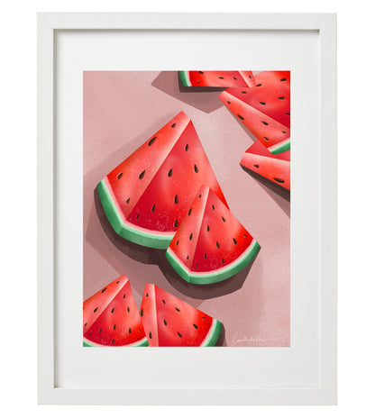 Watermelon Slice Art print | Vibrant Fruit Wall Art | Modern Kitchen Food Illustration