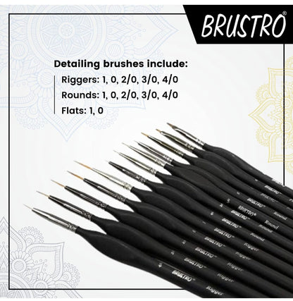 BRUSTRO Artists ’ Watercolour & Acrylic Miniature Brush Set of - 12