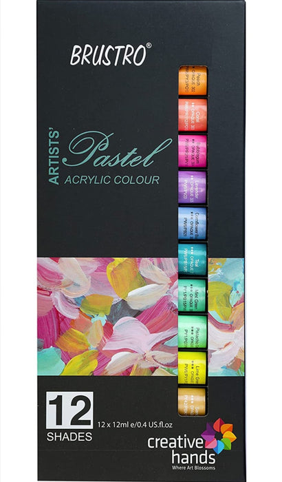 BRUSTRO Artists’ Acrylic Pastel Colour Set of 12 Colours X 12ML Tubes