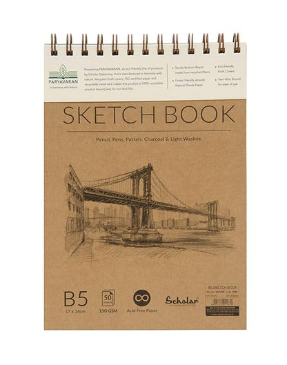 Scholar B5 PARYAVARAN Sketch Book (130 GSM Paper)