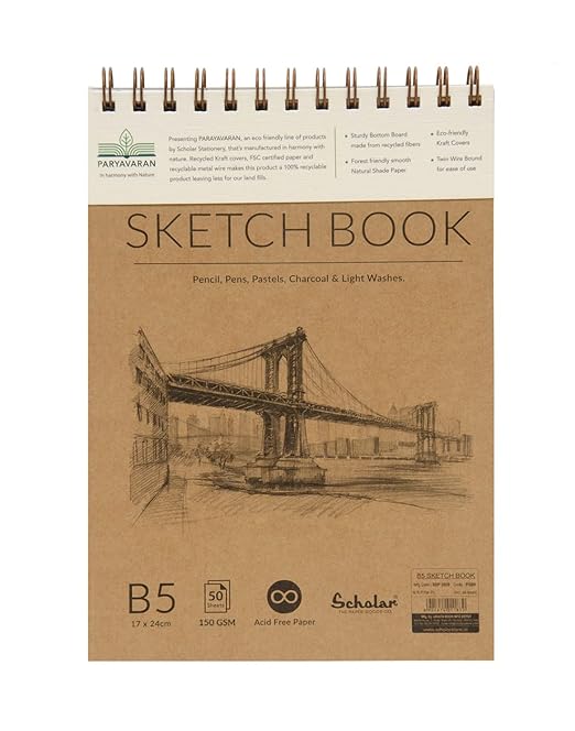 Scholar B5 PARYAVARAN Sketch Book (130 GSM Paper)