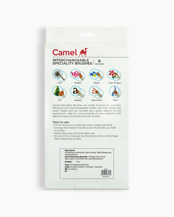 Camel  Interchangeable  Speciality  Brushes set of 8