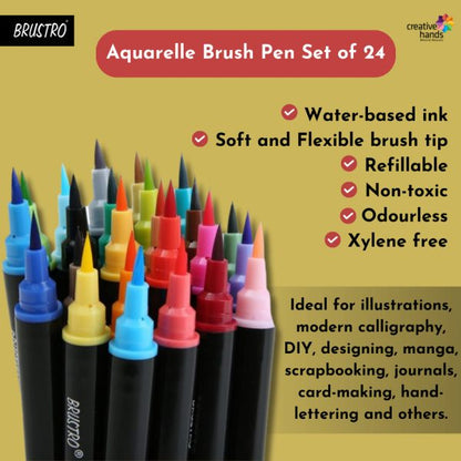 BRUSTRO Aquarelle Brush Pen Set of 24