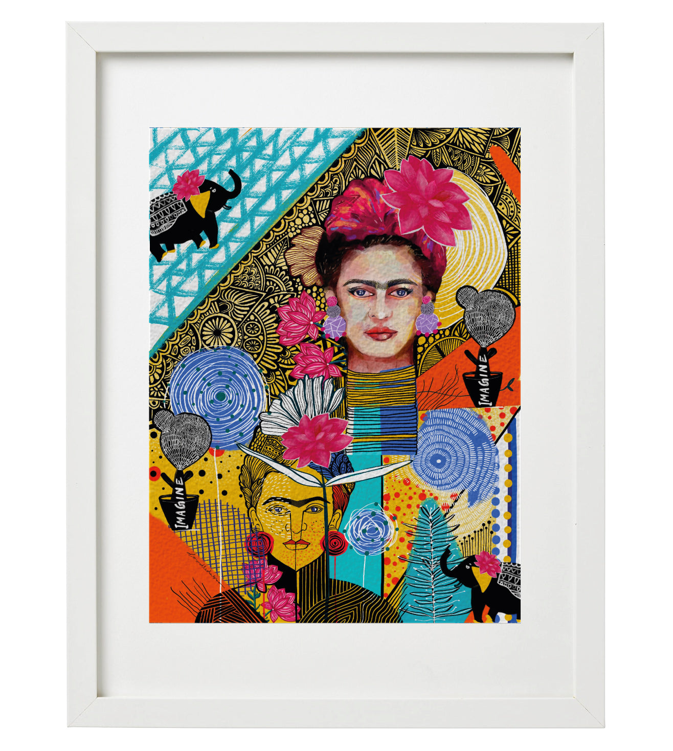Dual Frida Kahlo Abstract Art Print: Modern Home Decor, Unframed